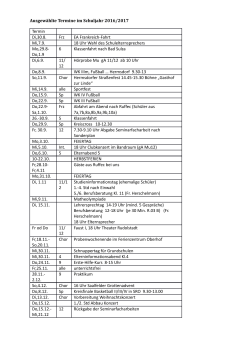 Termine im Schuljahr - Staatliches Holzland