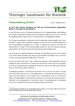 Im Jahr 2015 weiterer R&uuml;ckgang der Zahl der durchschnittlich