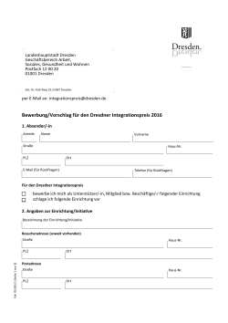 Bewerbung/Vorschlag für den Dresdner Integrationspreis