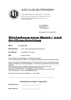 JUDO CLUB GELTERKINDEN Einladung zum Spiel