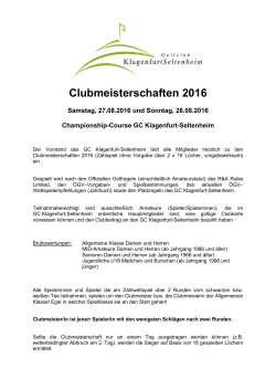 Clubmeisterschaften 2016 - Golfclub Klagenfurt