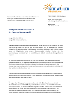 Stellungnahme der Freien Wähler Wilhelmshaven