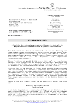 Betriebsanlagegenehmigung Schulverein St. Ursula in