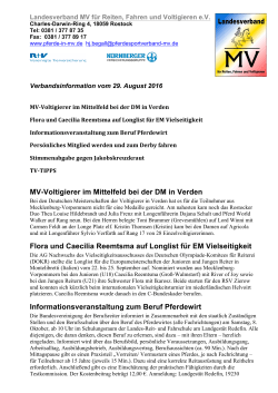 Verbandsinfos MV Pferdesport und -Zucht vom