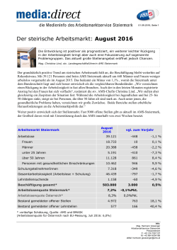 Der steirische Arbeitsmarkt: August 2016