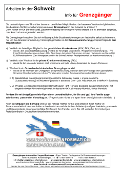 Arbeiten in der Schweiz - Grenzgänger-Information Hegau
