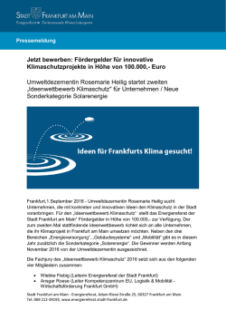 Jetzt bewerben: F&ouml;rdergelder f&uuml;r innovative Klimaschutzprojekte in