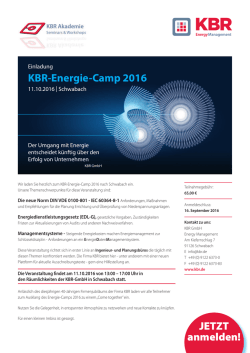 JETZT anmelden! KBR-Energie