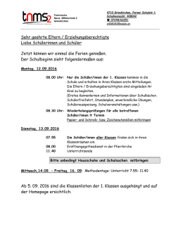 INFO Schulbeginn 2016/17