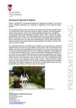28.08.2016 Pressemitteilung: Spendenübergabe Sparkasse Grünberg
