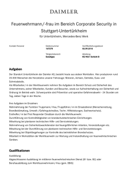 Feuerwehrmann/-frau im Bereich Corporate Security in