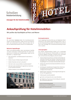 Factsheet Hotelankauf - Schollen Hotelentwicklung GmbH