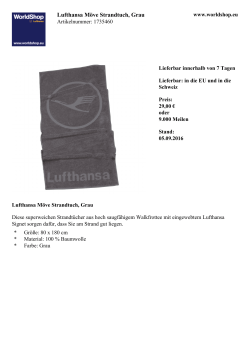 Lufthansa Möve Strandtuch, Grau