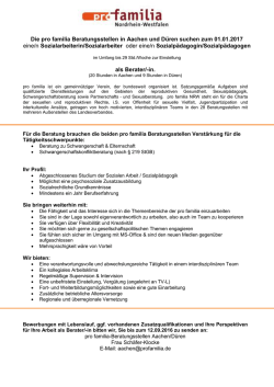 Sozialarbeiterin/Sozialarbeiter in Aachen und Düren