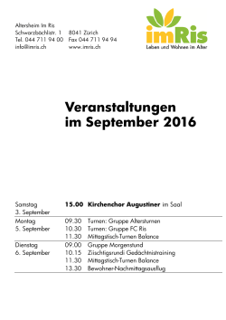 Veranstaltungen im September 2016