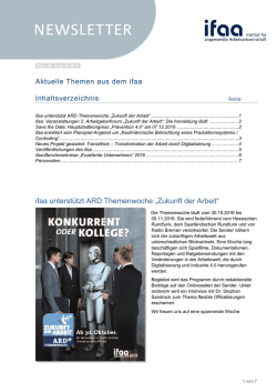 ifaa unterst&uuml;tzt ARD Themenwoche &bdquo;Zukunft der Arbeit&ldquo;