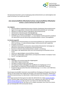 eine wissenschaftliche Mitarbeiterin/einen wissenschaftlichen