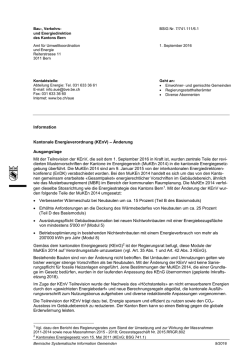 Information Kantonale Energieverordnung (KEnV - Bau