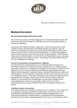 Medienmitteilung SIG-Areal / Baubewilligung Grünerbaum