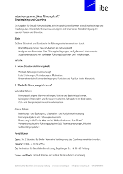 Intensivprogramm &bdquo;Neue F&uuml;hrungskraft&ldquo; Einzeltraining und