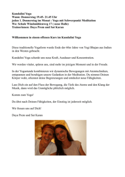 Kundalini Yoga Wann: Donnerstag 19.45