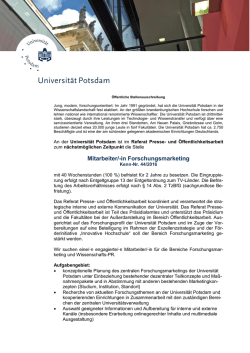 Mitarbeiter/-in Forschungsmarketing im Referat Presse
