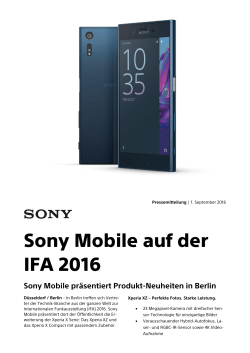 Sony Mobile auf der IFA 2016