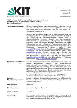 W3-Professur für Präparative Makromolekulare Chemie - PSE