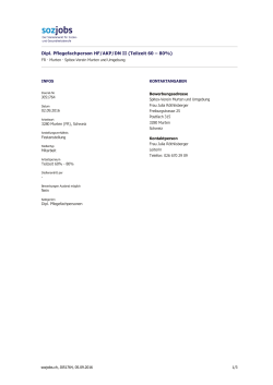 Dipl. Pflegefachperson HF/AKP/DN II (Teilzeit 60 &ndash; 80%)