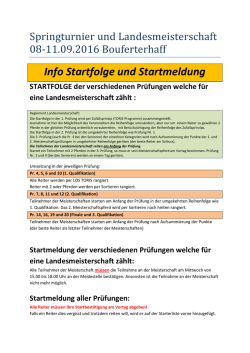 Info Startfolge und Startmeldung