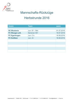 Mannschafts-Rückzüge Herbstrunde 2016