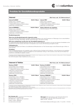 Preisliste für Geschäftskunden