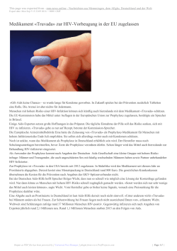 Medikament «Truvada» zur HIV-Vorbeugung in - mm