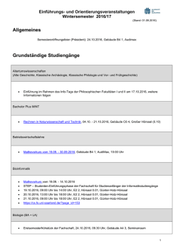 Einf&uuml;hrungsveranstaltungen