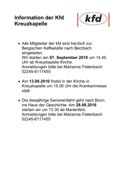 Information der Kfd Kreuzkapelle