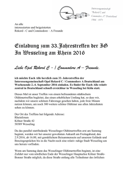 Einladung + weitere Infos - Rekord C und Commodore A IG