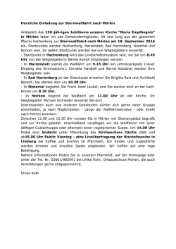 Herzliche Einladung zur Sternwallfahrt nach M&ouml;rlen Anl&auml;sslich des