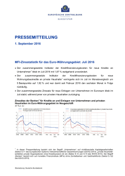 MFI-Zinsstatistik für das Euro-Währungsgebiet: Juli