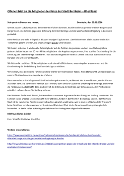 Offener Brief an die Mitglieder des Rates der Stadt Bornheim