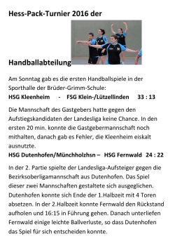 Hess-Pack-Turnier 2016 der Handballabteilung - TSV Klein