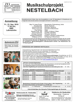 Informationsblatt - Musikschulprojekt Nestelbach für das Schuljahr