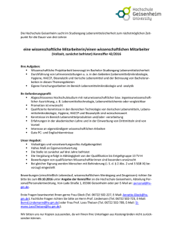 eine wissenschaftliche Mitarbeiterin/einen wissenschaftlichen