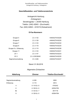 E-Fax-Nummern Abteilung Zimmer Telefon
