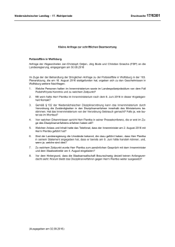 Drucksachen allgemein - Nieders&auml;chsischer Landtag