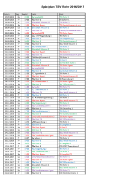 Spielplan für die Saison 2016/2017