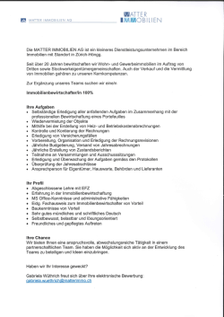 Immobilienbewirtschafter/in 100%