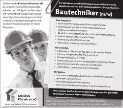 Bautechniker (m/w) - Kreisbau Künzelsau eG