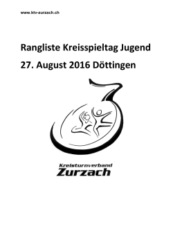 Rangliste Kreisspieltag Jugend 27. August 2016 Döttingen