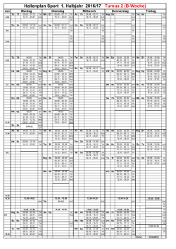 Hallenplan Sport 1. Halbjahr 2016/17 Turnus 2 (B