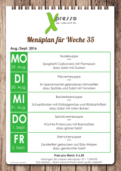 Menüplan der Woche